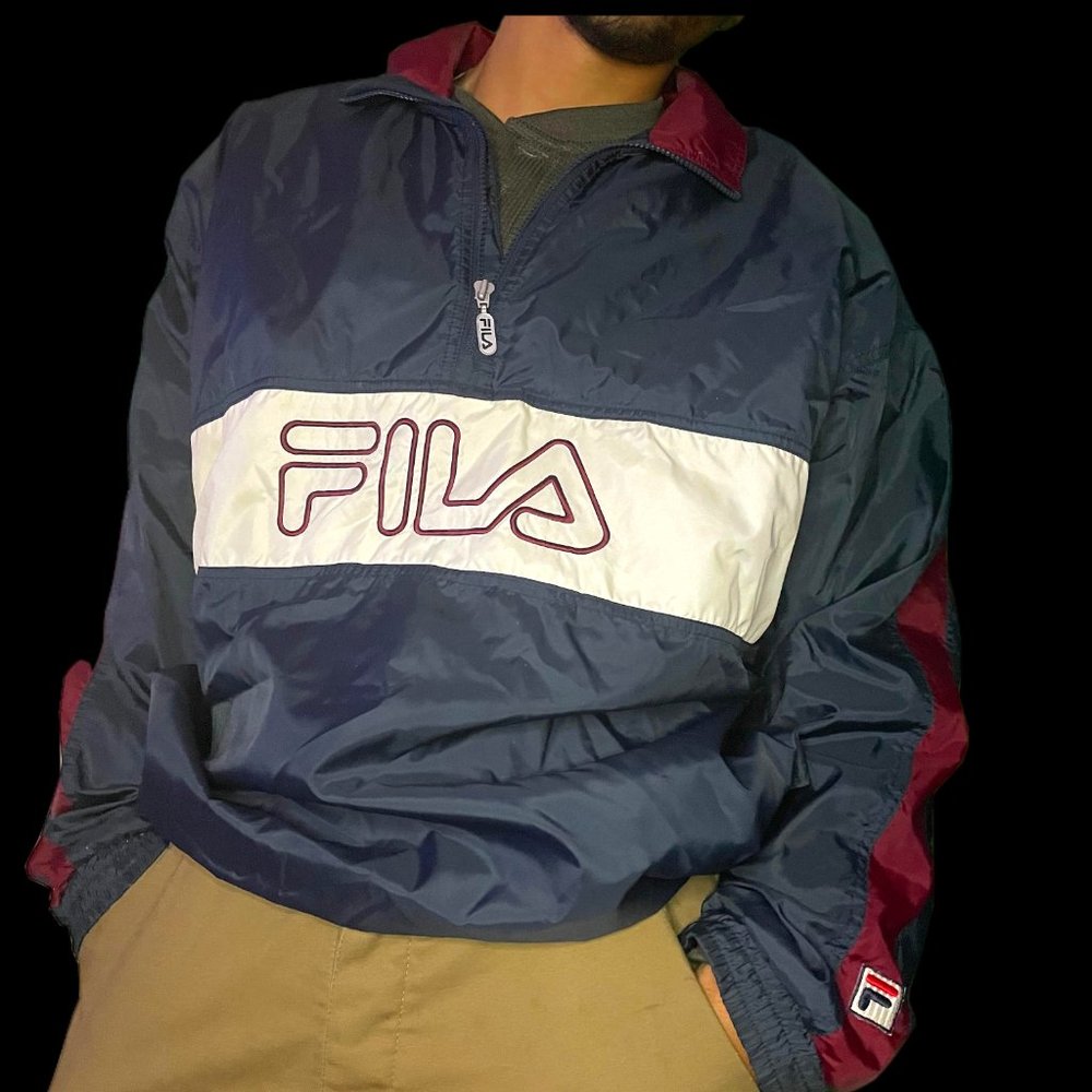 vintage Fila synthetic Pull Over with logo embroidery